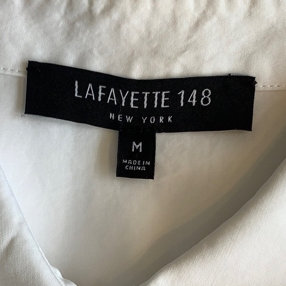 Lafayette 148 New York White with Black Design Tunic - Picture 9 of 11